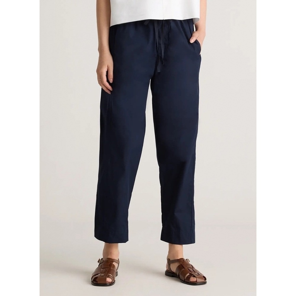 Quince Organic Cotton Poplin Pull On Pants Navy Blue M